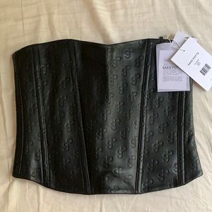 Saks Potts pex tattoo leather bustier corset top